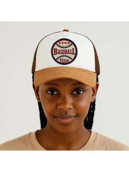 The Tie Hub - White & Brown Baseball Team Logo Trucker Cap