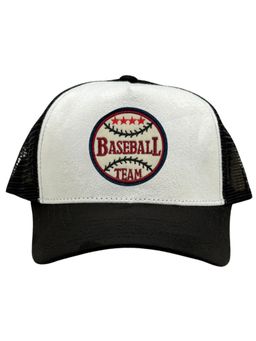 The Tie Hub - White & Black Baseball Team Logo Trucker Cap