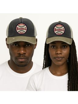 The Tie Hub - Charcoal & Olive Baseball Team Logo Trucker Cap