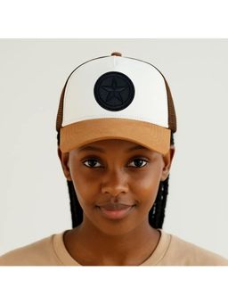 The Tie Hub - White & Brown Navy Blue Star Logo Trucker Cap