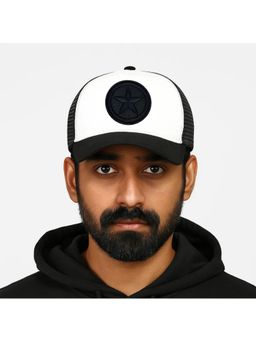 The Tie Hub - White & Black Navy Blue Star Logo Trucker Cap