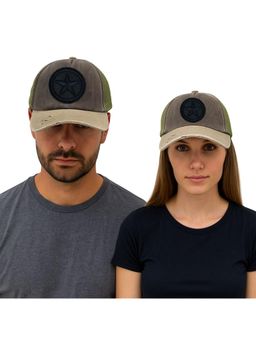 The Tie Hub - Olive Green & Khaki Navy Blue Star Logo Trucker Cap
