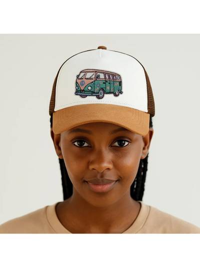 White & Brown Old Van Logo Trucker Cap