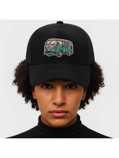 Black Old Van Logo Trucker Cap