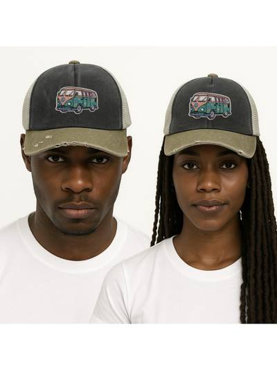 Charcoal & Olive Old Van Logo Trucker Cap