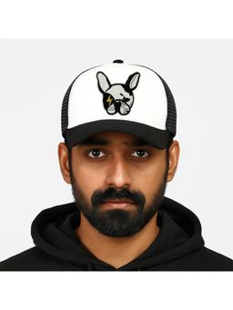 The Tie Hub - White & Black Pitbull Dog Face Logo Trucker Cap