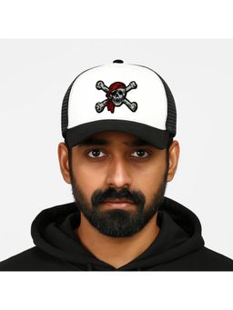 The Tie Hub - White & Black Pirate Logo Trucker Cap