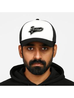 The Tie Hub - White & Black Soccer Logo Trucker Cap