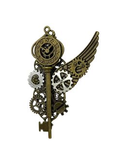 The Tie Hub - Antique Steampunk Clockwork Wing & Gear Motif Brooch