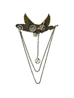 The Tie Hub - Antique Gold Steampunk Winged Gear Vintage-Inspired Brooch