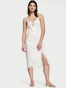 Victoria's Secret - White Lace Inset Midi Slip Dress