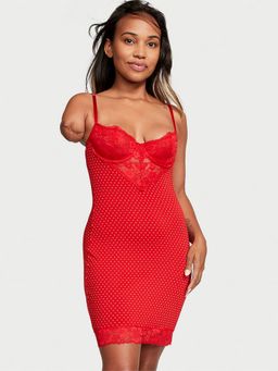 Victoria's Secret - Red Modal And Lace Mini Slip Dress