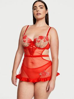 Victoria's Secret - Red Very Sexy Wicked Unlined Floral Embroidery Apron with Panty (Set of 2)