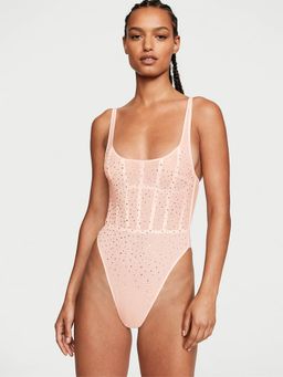 Victoria's Secret - Pink Very Sexy Sugar Coated Rhinestone Wicked Corset Teddy