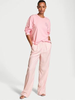 Victoria's Secret - Pink Flannel Long-Sleeve T-shirt & Pyjama (Set of 2)