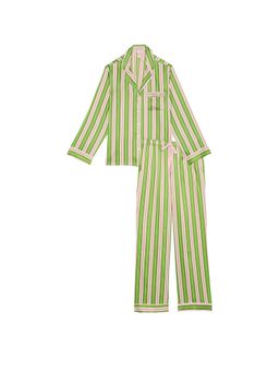 Victoria's Secret - Green Glazed Satin Long Shirt & Pyjama (Set of 2)