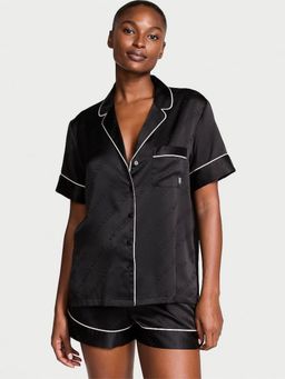 Victoria's Secret - Black Satin Shirt & Shorts (Set of 2)