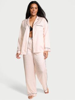 Victoria's Secret - Pink Glazed Satin Dew Drop Long Shirt & Pyjama (Set of 2)