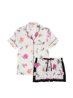 Victoria's Secret - White Glazed Satin Shirt & Shorts (Set of 2)