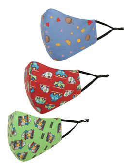 Tossido - Multi-Color Printed Cotton Adjustable Cloth Mask (Pack of 3)