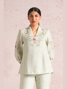 Kaveri - Women Green Linen Blend Top