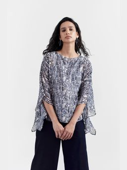 Perona - Cotton Blend Regular Fit Women Navy Blue Top