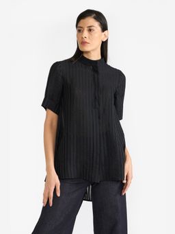 Perona - Relaxed Fit Viscose Women Black Shirt