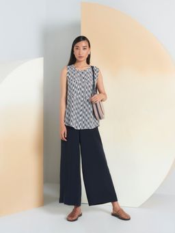 Perona - Pure Cotton Regular Fit Women Navy Blue Top