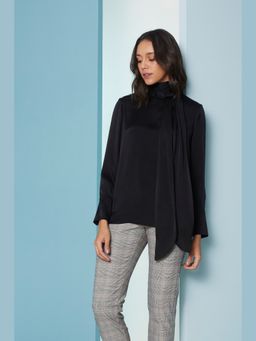 Perona - Silk Blend Regular Fit Women Black Top