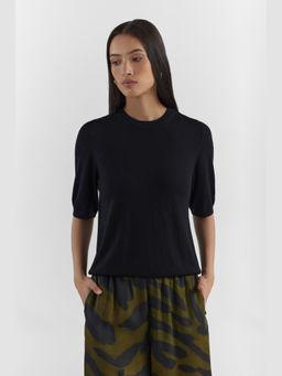 Perona - Rib Knit Slim Fit Women Black Top