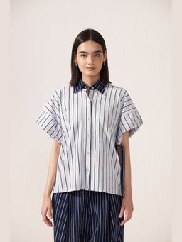 Muvazo - Work form Collared Striped Shirt