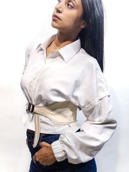 RISING AMONG - White Pure Cotton Full Sleeves Shirt