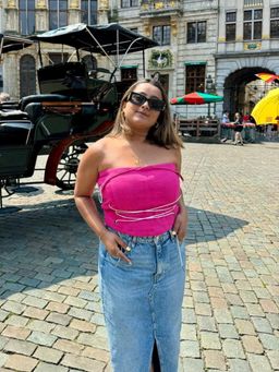 RISING AMONG - Blue Denim Sleeveless Crop Tops