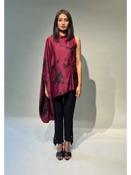 Rukinder Kumar - Blotch Kimono Burgundy Top