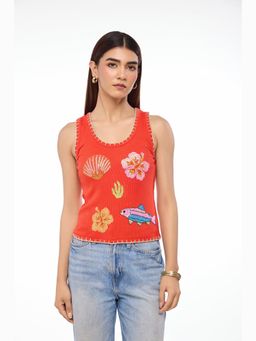 The Clothing Factory - Scarlet Shore Embroidered Tank