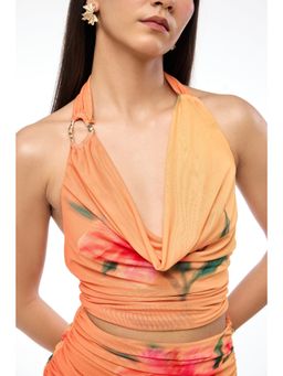 The Clothing Factory - Ibiza Sunset Draped Halter Crop Top