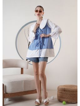 SURABHI ARYA - Blue Cotton Round Neck Shirt