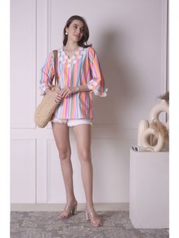 SURABHI ARYA - Multi-coloured Cotton V-Neck Top