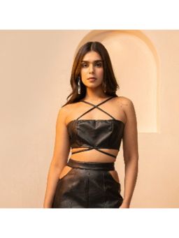 The Clothing Factory - Black Leather Crop Top