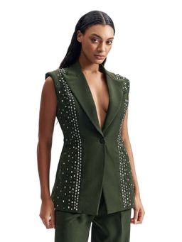 CILVR - Stud Armour Sleeveless Green Jacket