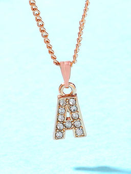 Estele - Rose Gold Plated Premium Bijou A Letter Crystal Pendant with Chain for Women