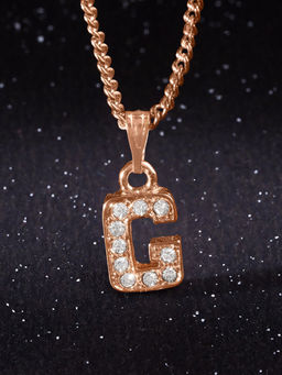 Estele - Rose Gold Plated Premium Bijou G Letter Crystal Pendant with Chain for Women