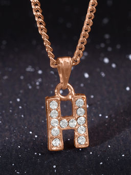 Estele - Rose Gold Plated Small & Elegant H Letter Crystal Pendant with Chain for Women