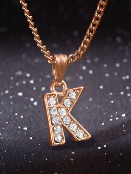 Estele - Rose Gold Plated Premium Bijou K Letter Crystal Pendant with Chain for Women