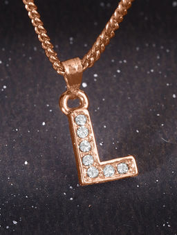 Estele - Rose Gold Plated Premium Bijou L Letter Crystal Pendant with Chain for Women