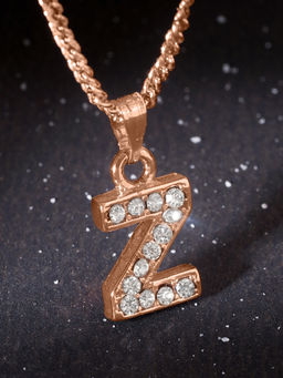 Estele - Rose Gold Plated Premium Bijou Z Letter Crystal Pendant with Chain for Women