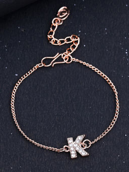 Estele - Rose Gold Plated Captivating Medium K Letter Bracelet with Crystals for Women