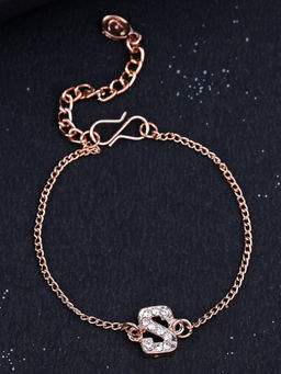 Estele - Rose Gold Plated Captivating Medium S Letter Bracelet with Crystals for Women