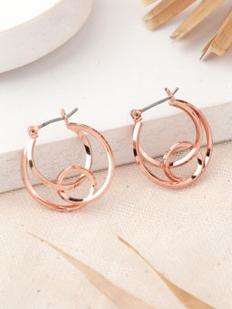 Estele - Rose Gold Knotted Loop Designer Hoop Earrings for Women