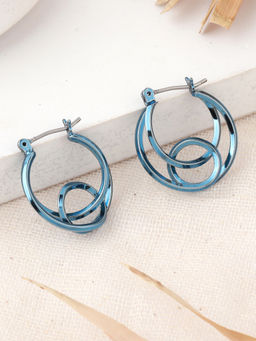Estele - Cobalt Blue Knotted Loop Designer Hoop Earrings for Women